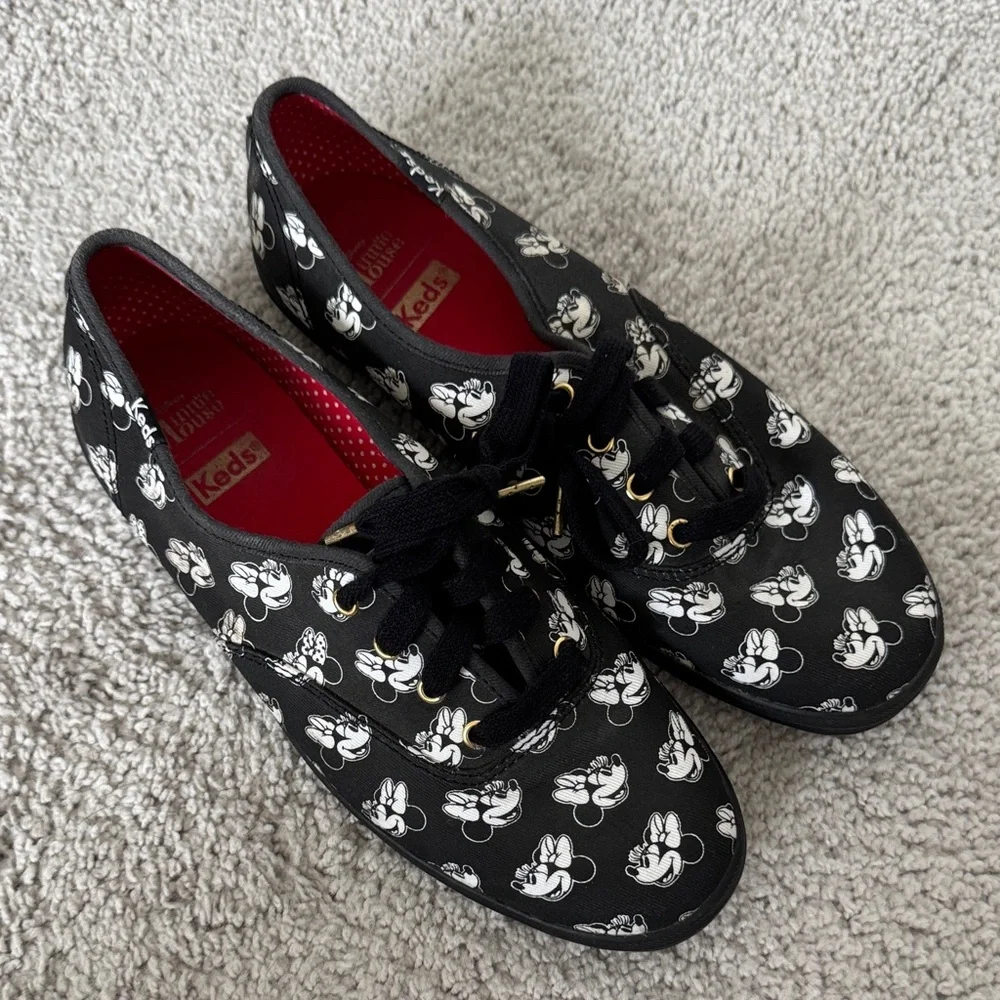 Keds Disney Minnie Mouse Black and White Sneakers - Size 7.5 - Picture 2 of 6